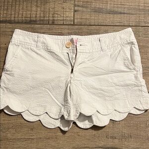 Lilly Pulitzer White Scalloped High Waist Shorts